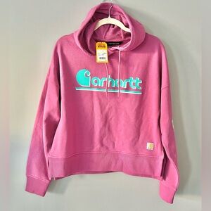 Carhartt Women’s Pink Logo Hoodie – Size XS NWT